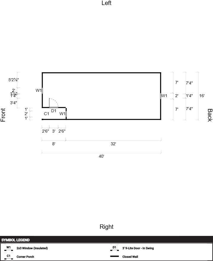 Lofted Corner Porch Cabin 16x40 - Image 2
